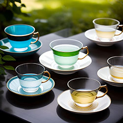 双层玻璃茶杯和茶碟
